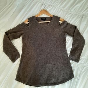 Charter Club 100% Cashmere Cold Shoulder Sweater, Soft Brown, Size Medium
